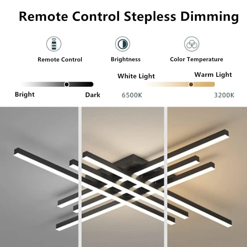 Nordic Molecular Ceiling Light for Living Room Dining Room Modern LED Dimmable Lamp with Remote