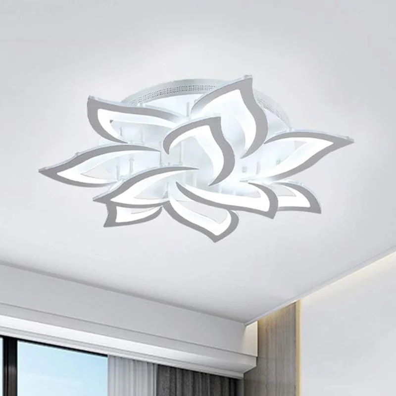 10 Heads Lily Flower Modern Chandelier LED Ceiling Light with Remote for Living Room Bedroom