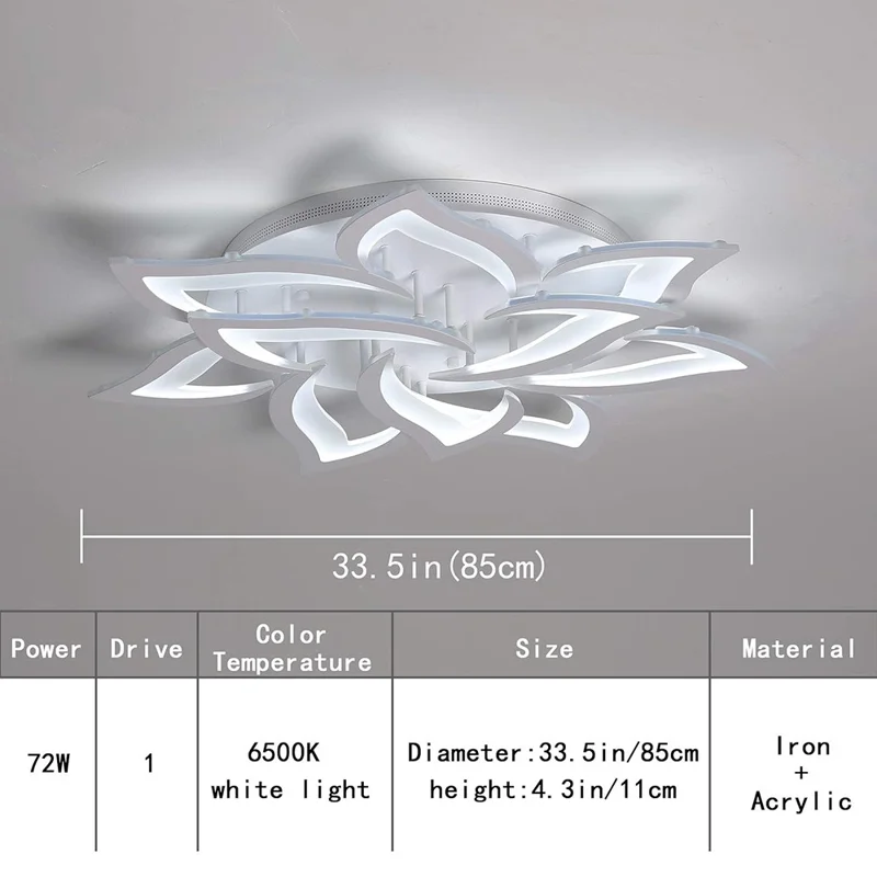10 Heads Lily Flower Modern Chandelier LED Ceiling Light with Remote for Living Room Bedroom