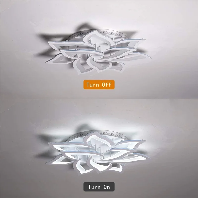 10 Heads Lily Flower Modern Chandelier LED Ceiling Light with Remote for Living Room Bedroom