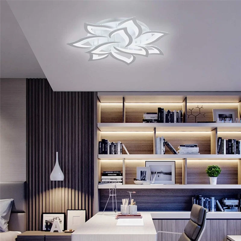 10 Heads Lily Flower Modern Chandelier LED Ceiling Light with Remote for Living Room Bedroom