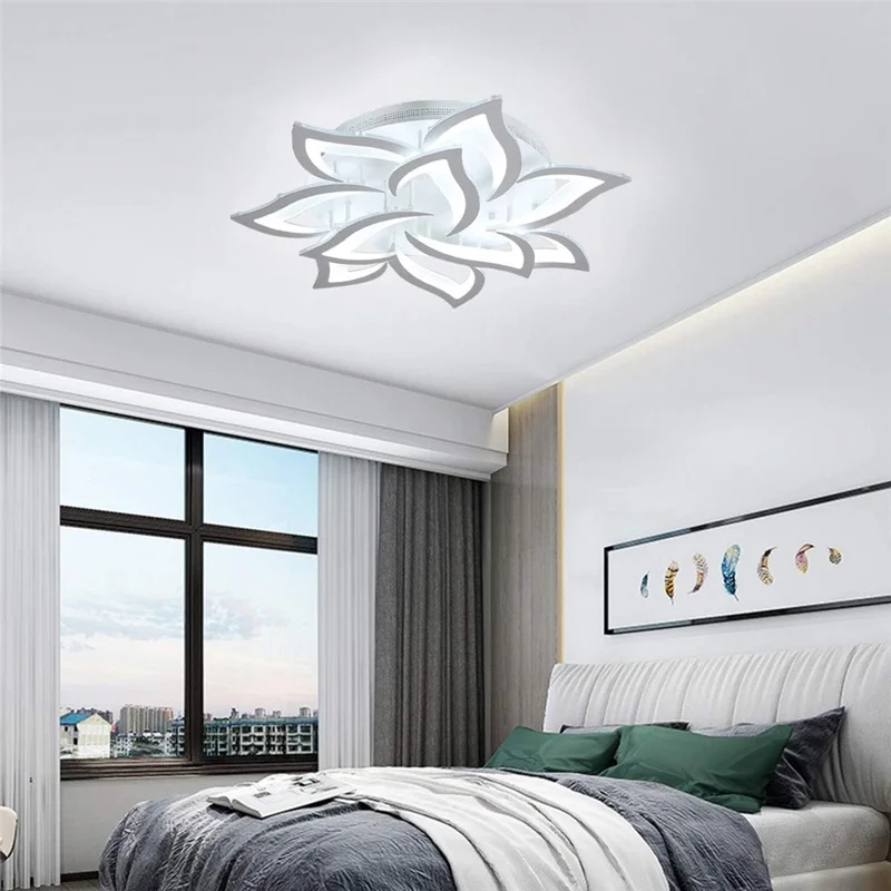 10 Heads Lily Flower Modern Chandelier LED Ceiling Light with Remote for Living Room Bedroom