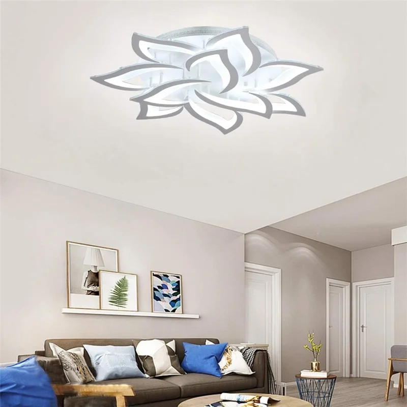 10 Heads Lily Flower Modern Chandelier LED Ceiling Light with Remote for Living Room Bedroom