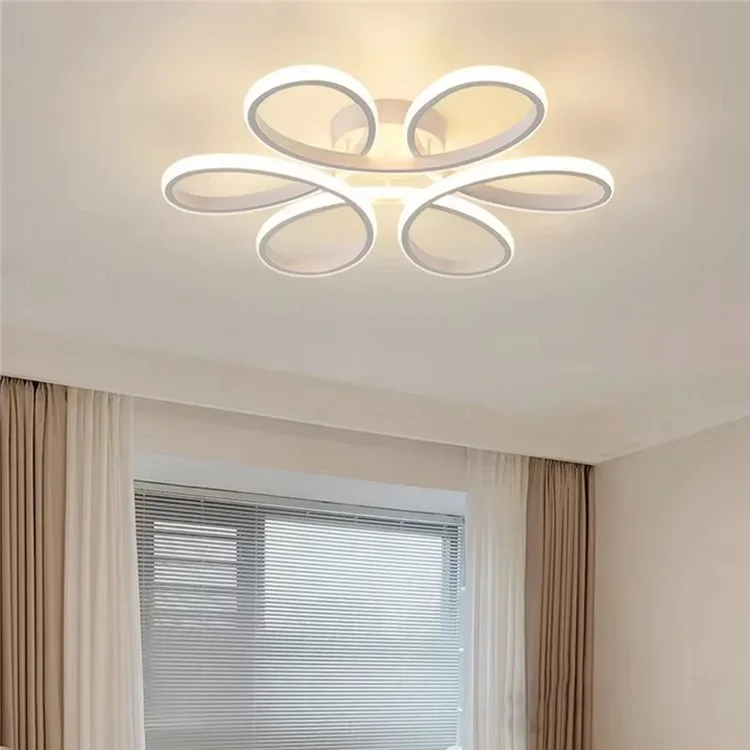 Petal Design Modern LED Ceiling Light Dimmable Remote Control Chandelier Lamp for Living Room Bedroom - White
