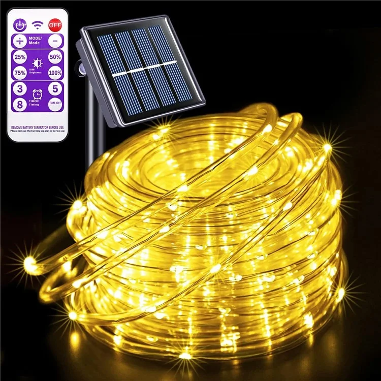 7m 50 LED 8 Modes Solar String Light PVC Copper Wire Holiday Decorative Lamp with Remote Control - Warm Color