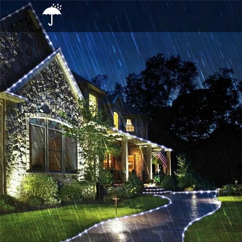 22m 200 LED 8 Modes Solar String Light PVC Copper Wire Holiday Decorative Lamp with Remote Control - White
