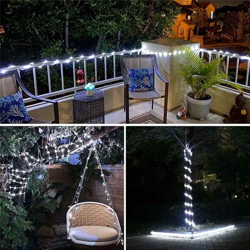 22m 200 LED 8 Modes Solar String Light PVC Copper Wire Holiday Decorative Lamp with Remote Control - White