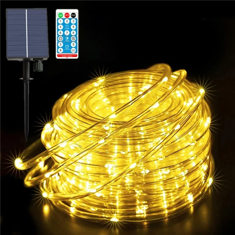 32m 300 LED 8 Modes Guirlande solaire LED PVC Fil de cuivre Lampe décorative de fête avec télécommande - Couleur chaude