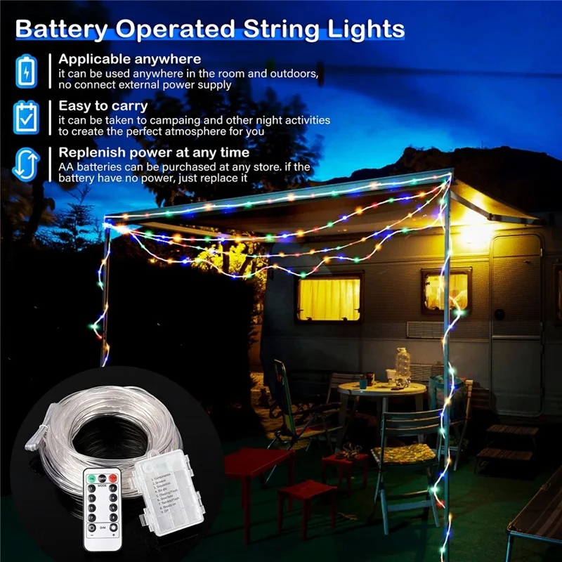 32m 300 LED Remote Control PVC Copper Wire LED String Light with Empty Battery Box Garden Decoration - Multi-color