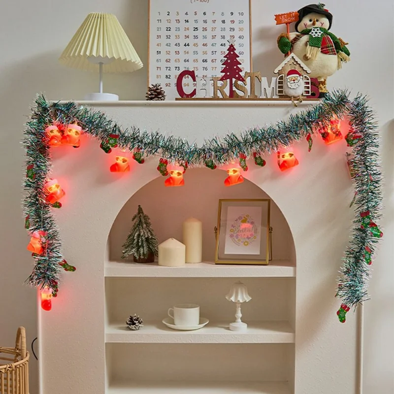 2m 10 Lights Romantic Ribbon String Light for Christmas Party Battery Operated Ambient Lamp - Christmas Socks