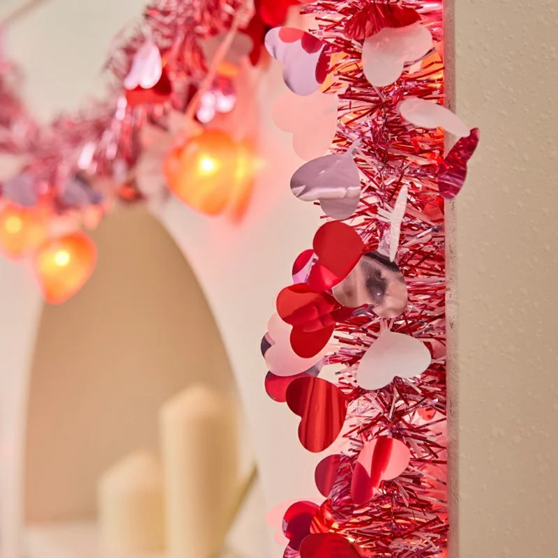 2m 10 Lights Romantic Ribbon String Light for Christmas Party Battery Operated Ambient Lamp - Heart