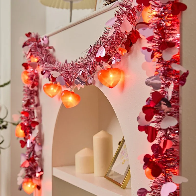 4m 20 Lights Romantic Ribbon String Light for Christmas Party Battery Operated Ambient Lamp - Heart