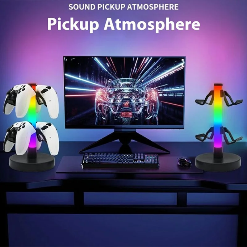 KBB-81 Wire Control RGB Lighting Gaming Controller Hanger Stand Headphone Holder with Music Mode
