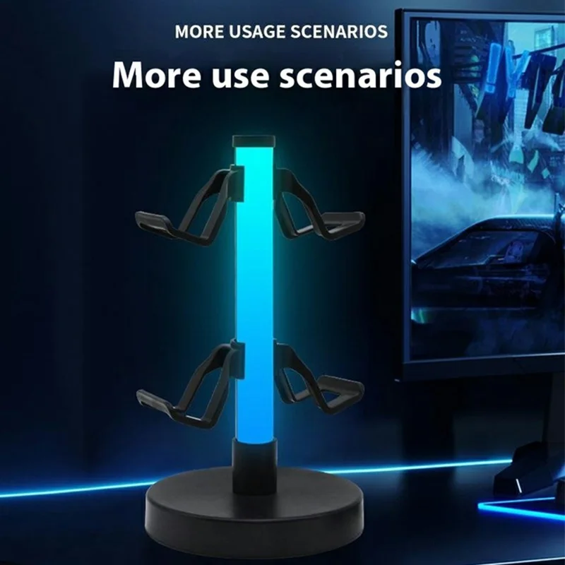KBB-81 Wire Control RGB Lighting Gaming Controller Hanger Stand Headphone Holder with Music Mode