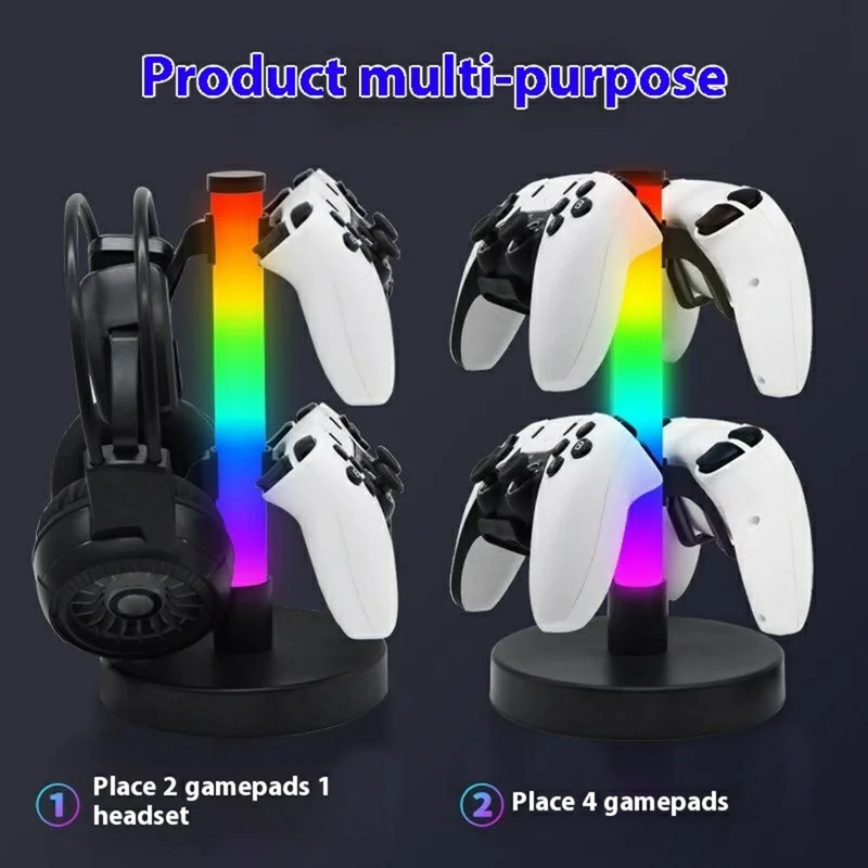 KBB-81 Wire Control RGB Lighting Gaming Controller Hanger Stand Headphone Holder with Music Mode