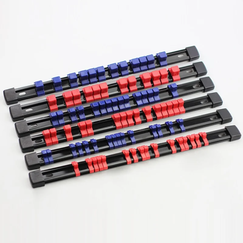 3Pcs Socket Organizer 1 / 2 3 / 8 1 / 4 Multi-Size Socket Holder Plastic Storage Rail - Red