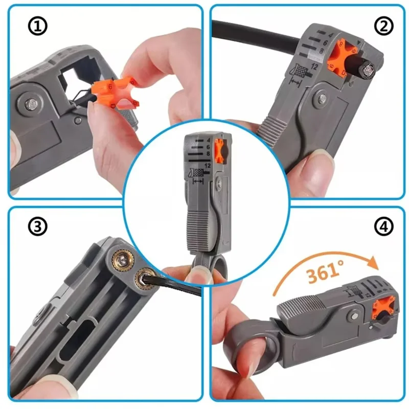 Set di pinze per crimpatrice per cavo coassiale RG59 / 6 con 7 pezzi, pinza a compressione per connettore F, spelacavi per cavi di rete