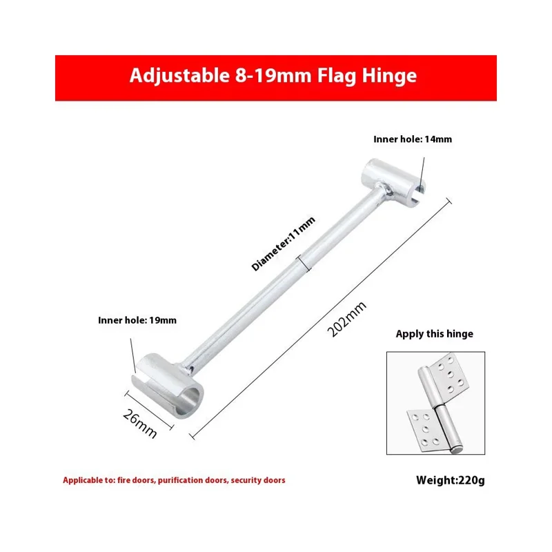 Chave de Ajuste para Dobradiças de Porta Ferramenta Ajustadora de Dobradiças Sólidas para Instalação de Portas de Segurança Ajustável 8-19mm
