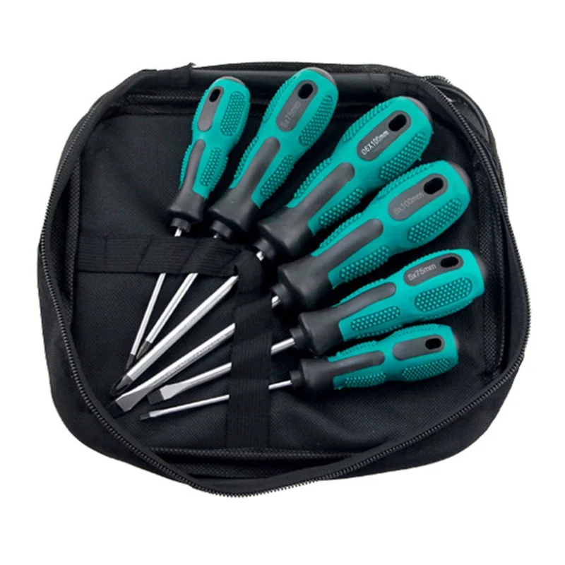6 PCS Screwdriver Set Two Tone Rubber Handle Magnetic Phillips  /  Flathead Multi-Function Repair Tool