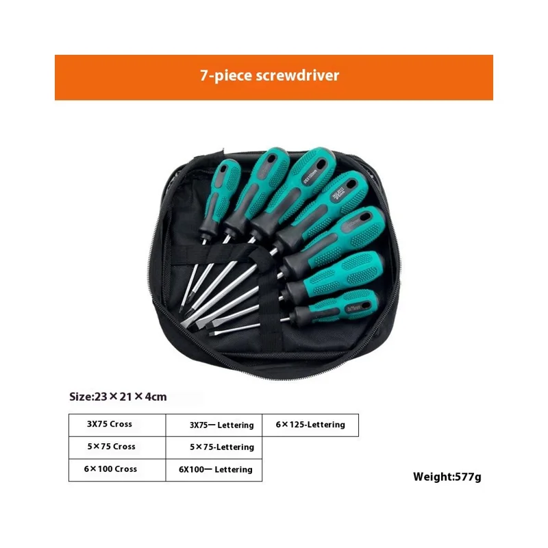 7 PCS Screwdriver Set Two Tone Rubber Handle Magnetic Phillips  /  Flathead Multi-Function Repair Tool