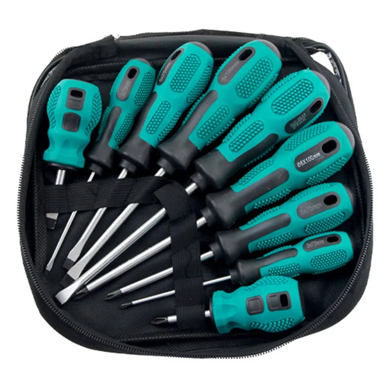 9 PCS Screwdriver Set Two Tone Rubber Handle Magnetic Phillips  /  Flathead Multi-Function Repair Tool