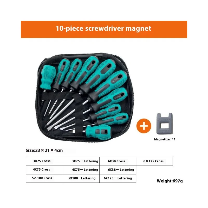 10 PCS Screwdriver Set Magnetic Phillips Flathead Multi-Function Repair Tool Kit with Magnetizer