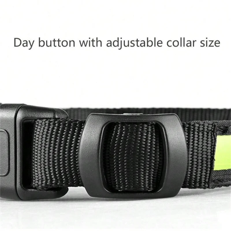 Size L Protective Case for AirTag Anti Lost Dog Collar Waterproof 3 Modes LED Pet Collar, (38-60cm) x 2.5cm - Green