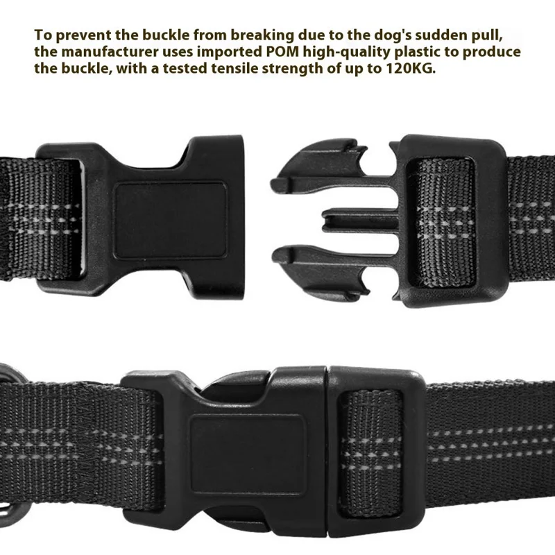 Wasserdichter Schutzcase für AirTag Locator Hundehalsband Reflektierendes Haustier-Halsband, Größe L: (48-60) x 2,5 cm - Schwarz