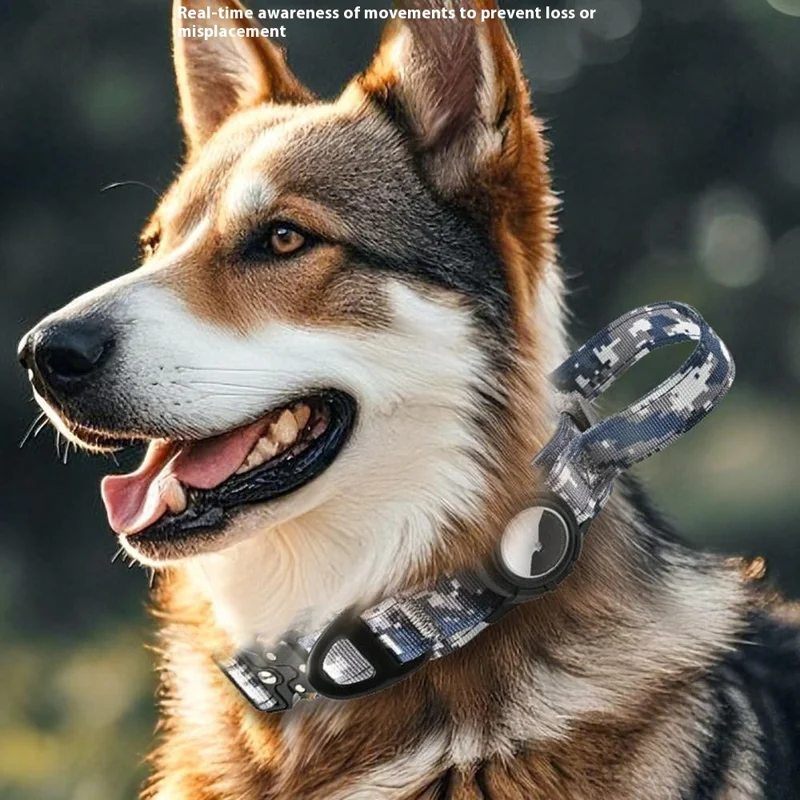 AirTag Halter Hundehalsband Taktisch Nylon Verstellbar Anti-Entweich Explosionssicher Haustier Halsband, Größe M - Dschungel Tarnung
