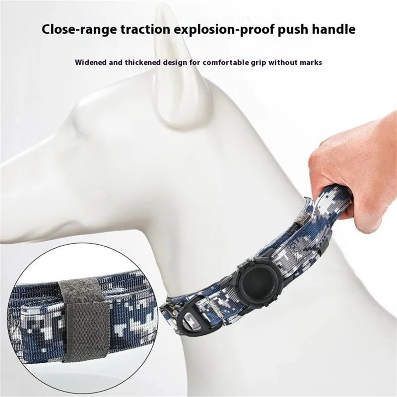 AirTag Halter Hundehalsband Taktisch Nylon Verstellbar Anti-Entweichen Explosionssicher Haustier-Halsband, Größe XL - Wüstentarnung