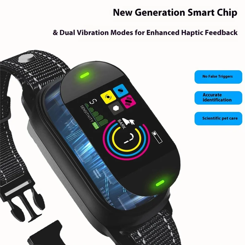 BC3V Für Hunde Smart Anti-Bell-Kragen IP67 Wasserdicht Sound und Vibration Farbbildschirm Haustier-Trainingshalsband