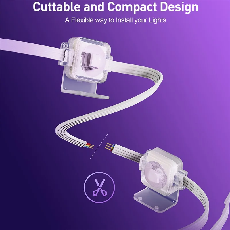 WY021 WiFi RGBIC Color Smart Lights 15M 30-LED Outdoor Eaves Light IP67 Waterproof APP Controlled - EU Plug