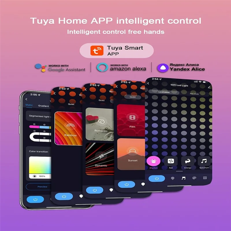 WY021 Smart Tuya WiFi RGBIC LED Outdoor Eaves Light 30M 60 LEDs IP67 Waterproof APP Controlled Colorful Lighting - US Plug