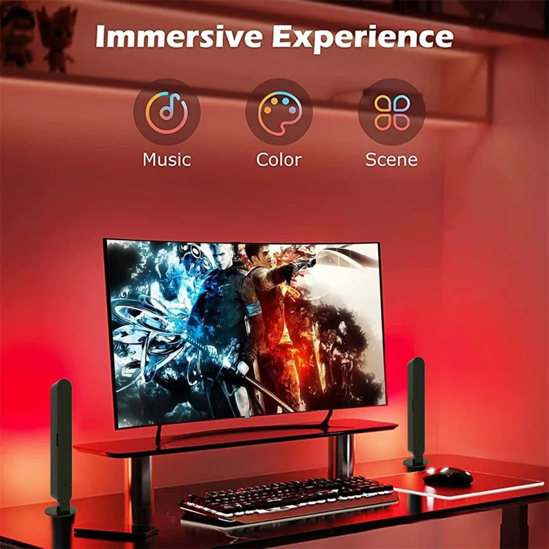 SAL042 Bluetooth-Compatible RGB Gaming Light Bar LED Music Sync Ambient Lighting for Computer Desktop