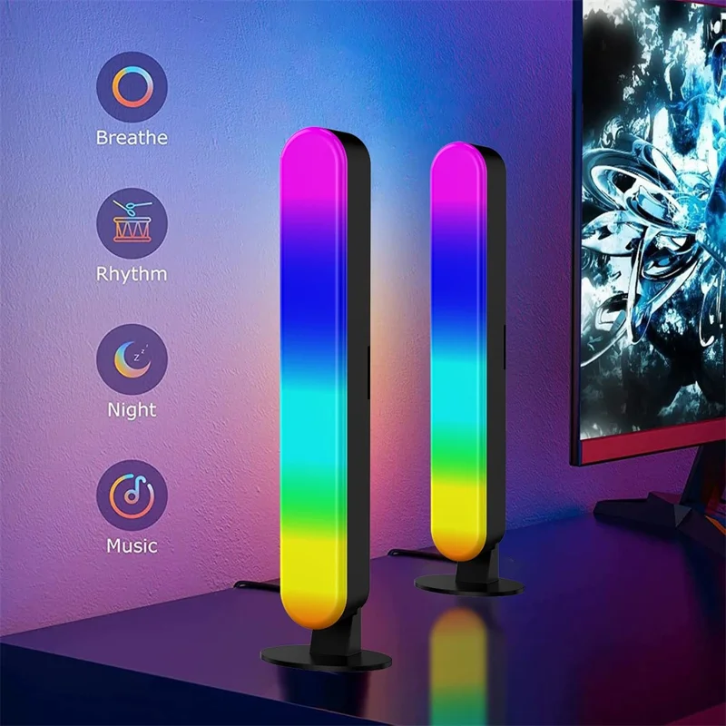 SAL042 2Pcs LED Gaming Light Bar RGB Music Sync Atmosphere Lamp for Desktop Computer