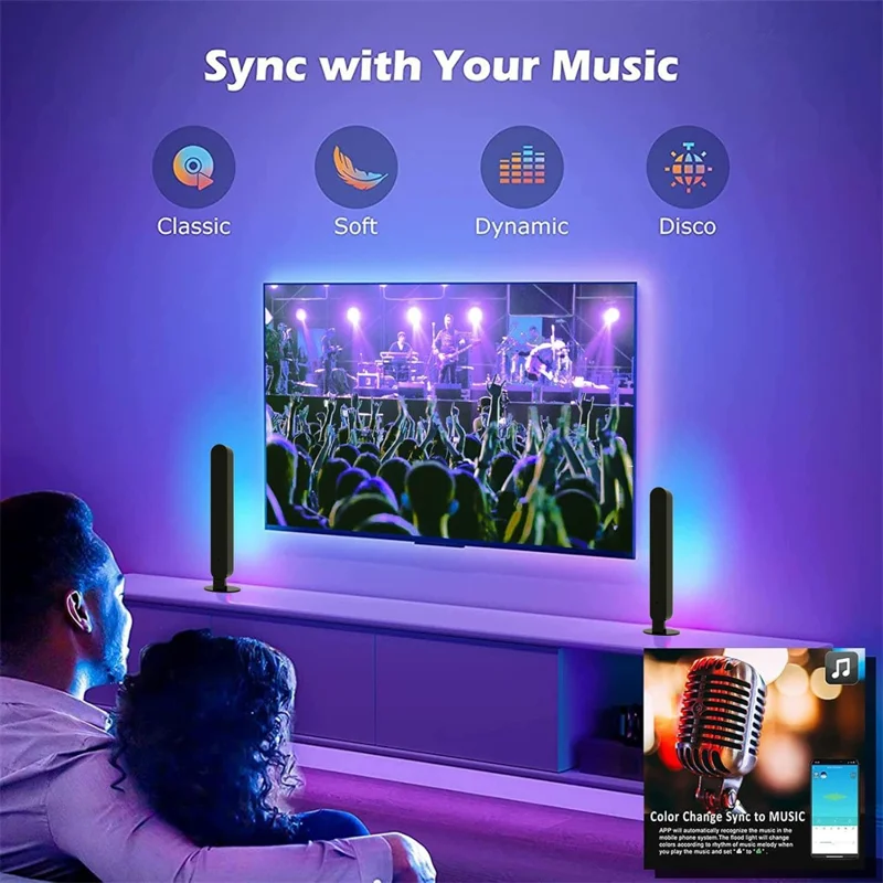 SAL042 2Pcs LED Gaming Light Bar RGB Music Sync Atmosphere Lamp for Desktop Computer