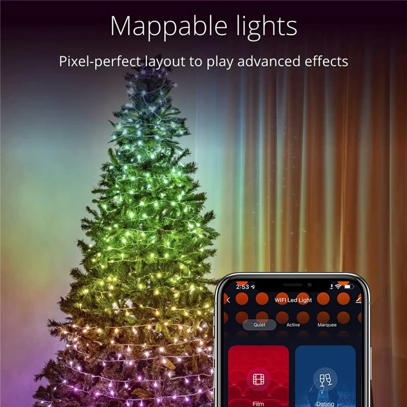 LXDC042 Smart LED String Lights 15M 150 LEDs Christmas Party Decoration Lights App Controlled
