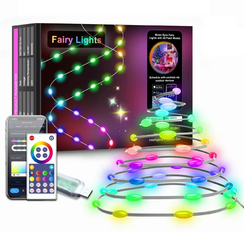 LPX041 Smart LED-ledstreng 5 m 50 LED WiFi / BT APP-styring RGBIC Jul-decoration Belysning