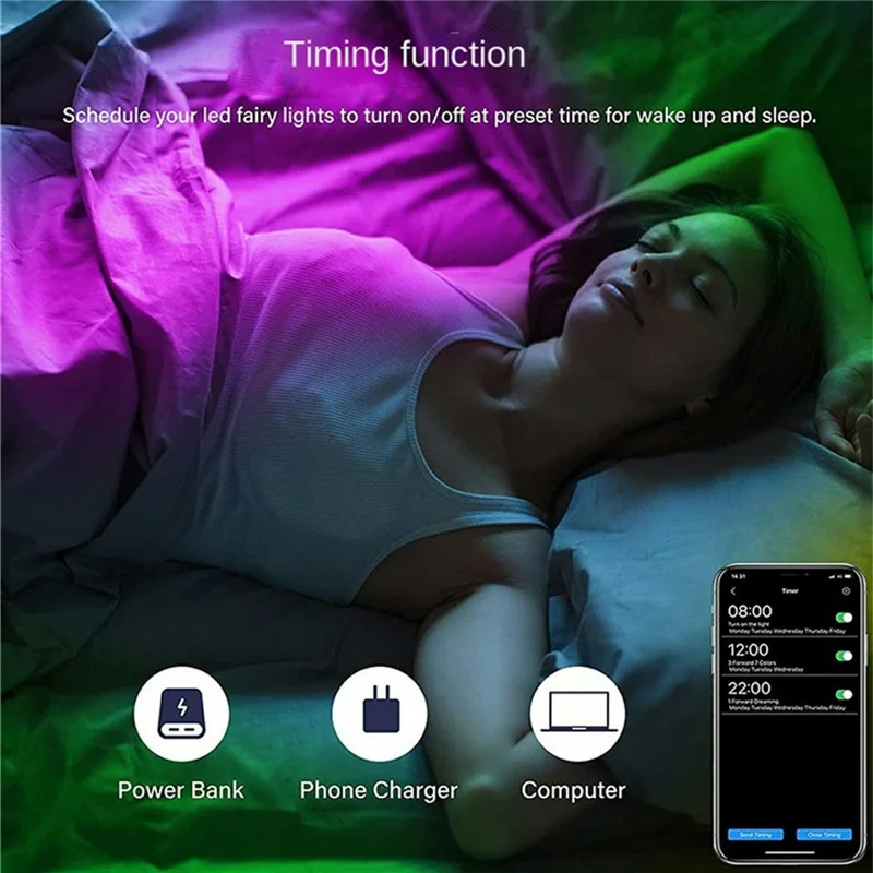 LPX041 Smart LED-ledstreng 5 m 50 LED WiFi / BT APP-styring RGBIC Jul-decoration Belysning