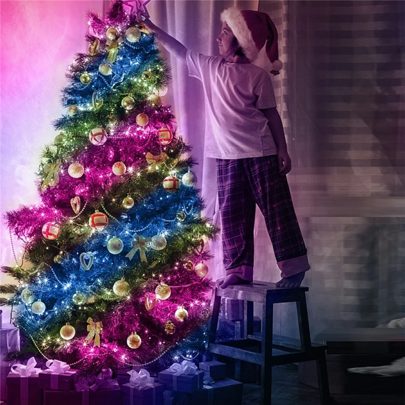 LPX041 Smart LED-ledstreng 5 m 50 LED WiFi / BT APP-styring RGBIC Jul-decoration Belysning