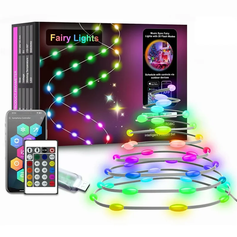 LXDC042 Smart LED String Lights 10M 100 LEDs Christmas Party Decoration Lights App Controlled