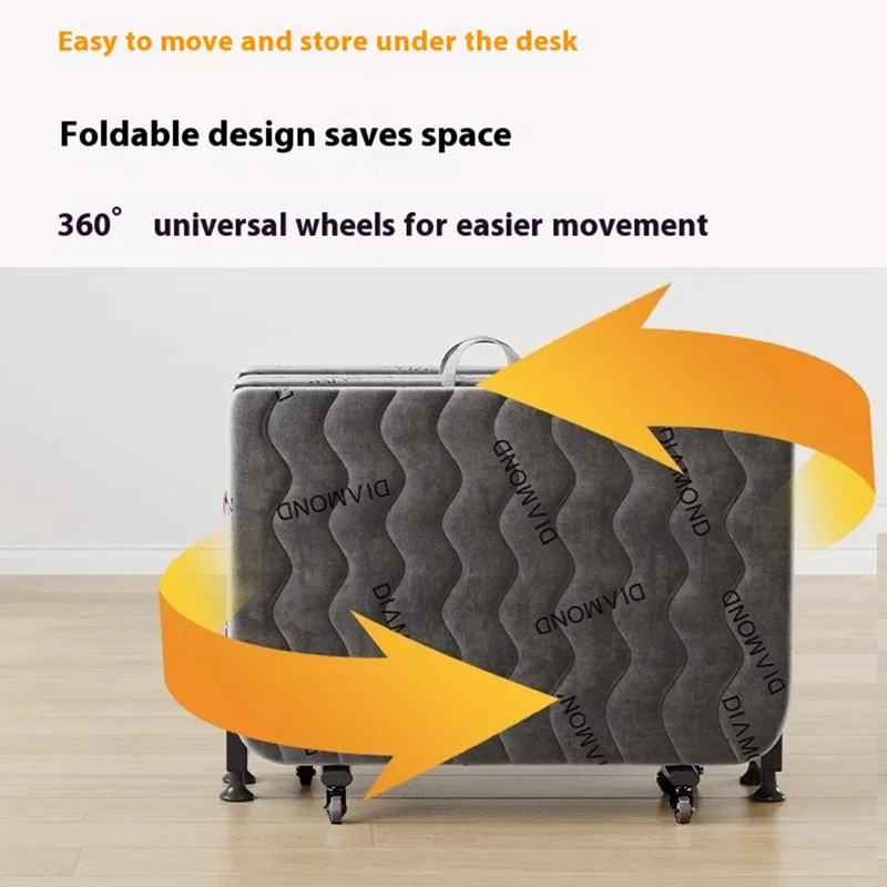 190x60CM 3CM Thickness Single Folding Bed with 8 Wheels for Office / Dorm / Hotel / Hospital Companion Bed