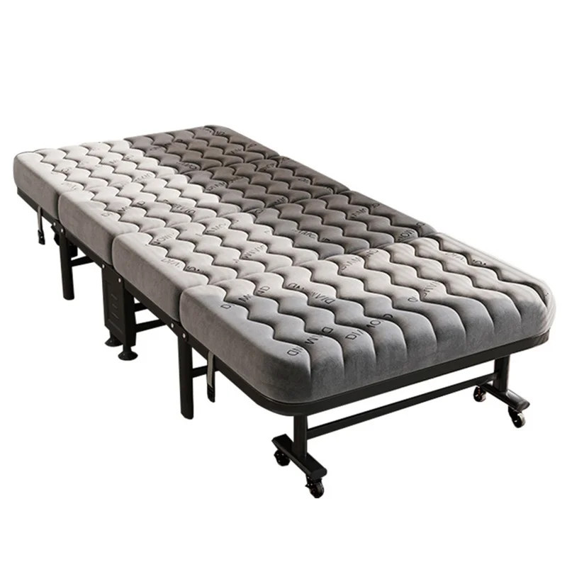190x80CM 3CM Thickness Single Folding Bed with 8 Wheels for Office / Dorm / Hotel / Hospital Companion Bed