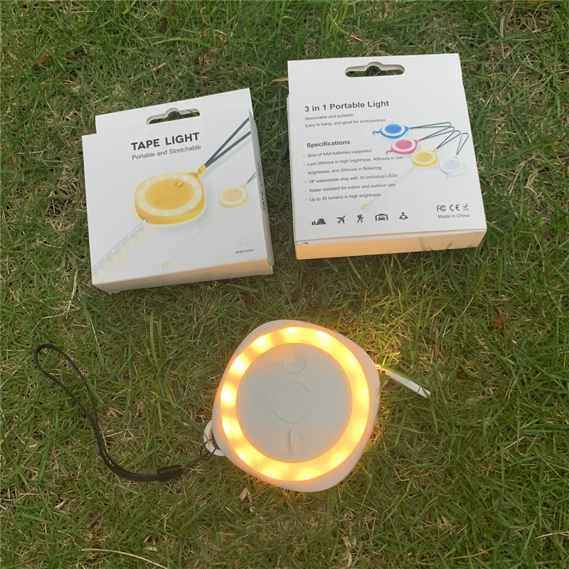JC-1 Warm White Tape Light voor Campingtent Outdoor Intrekbare Sfeerlamp Draagbare LED Strip