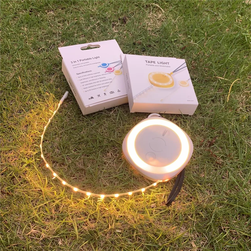 JC-1 Warm White Tape Light voor Campingtent Outdoor Intrekbare Sfeerlamp Draagbare LED Strip