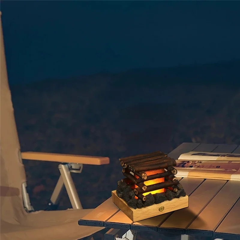 Simulated Burning Branch Campfire Lamp White Noise Touch Switch Night Light for Home Deocr