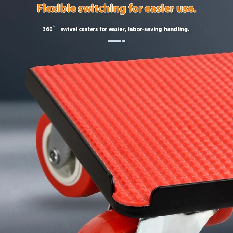 4Pcs Size S Furniture Mover Heavy Duty Metal Base 360 Degree Rotating Wheels for Bed Sofa Universal Moving Tool - Red+Black