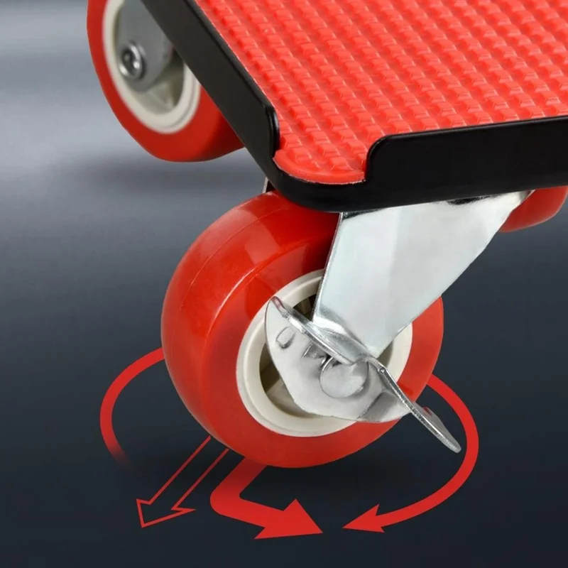 4Pcs Size L Furniture Mover Heavy Duty Metal Base 360 Degree Rotating Wheels for Bed Sofa Universal Moving Tool - Red+Black