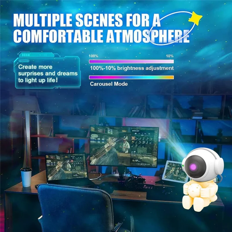 Projecteur d'étoiles en forme d'astronaute WD026 Lampe d'ambiance Galaxie Nébuleuse avec télécommande