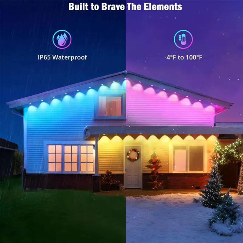 WY021 45m 90-LED Luce da esterno intelligente per grondaie Impermeabile Controllo app Stringa di luci RGB Lampada ambiente - Spina USA